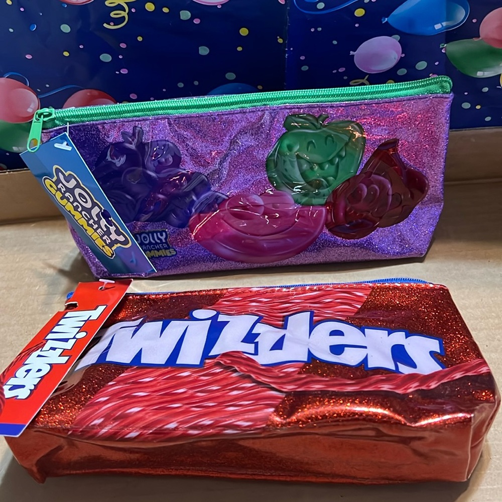 New Set of Sparkly Purple Jolly Rancher Gummies & Red Twizzlers Pencil Pouches